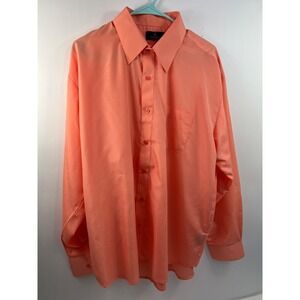Vittorino Dress Shirt Men's Size L 16-16.5‎ 33/34 Orange Long Sleeve